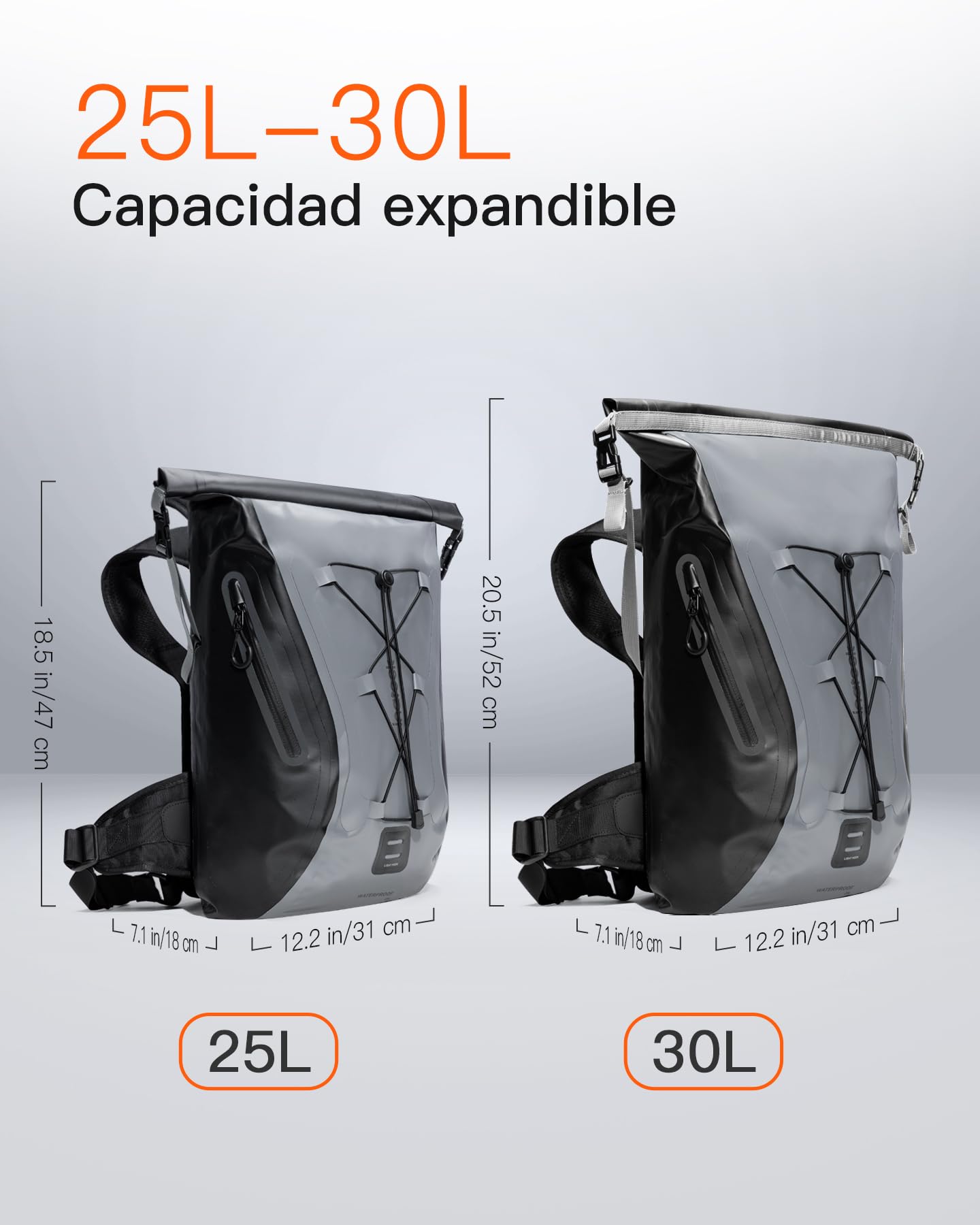 Inateck 25-30L Mochila para bicicleta,Impermeable con Cierre Enrollable,Multifuncional de senderismo, adecuada para ciclismo, escalada y actividades al aire libre