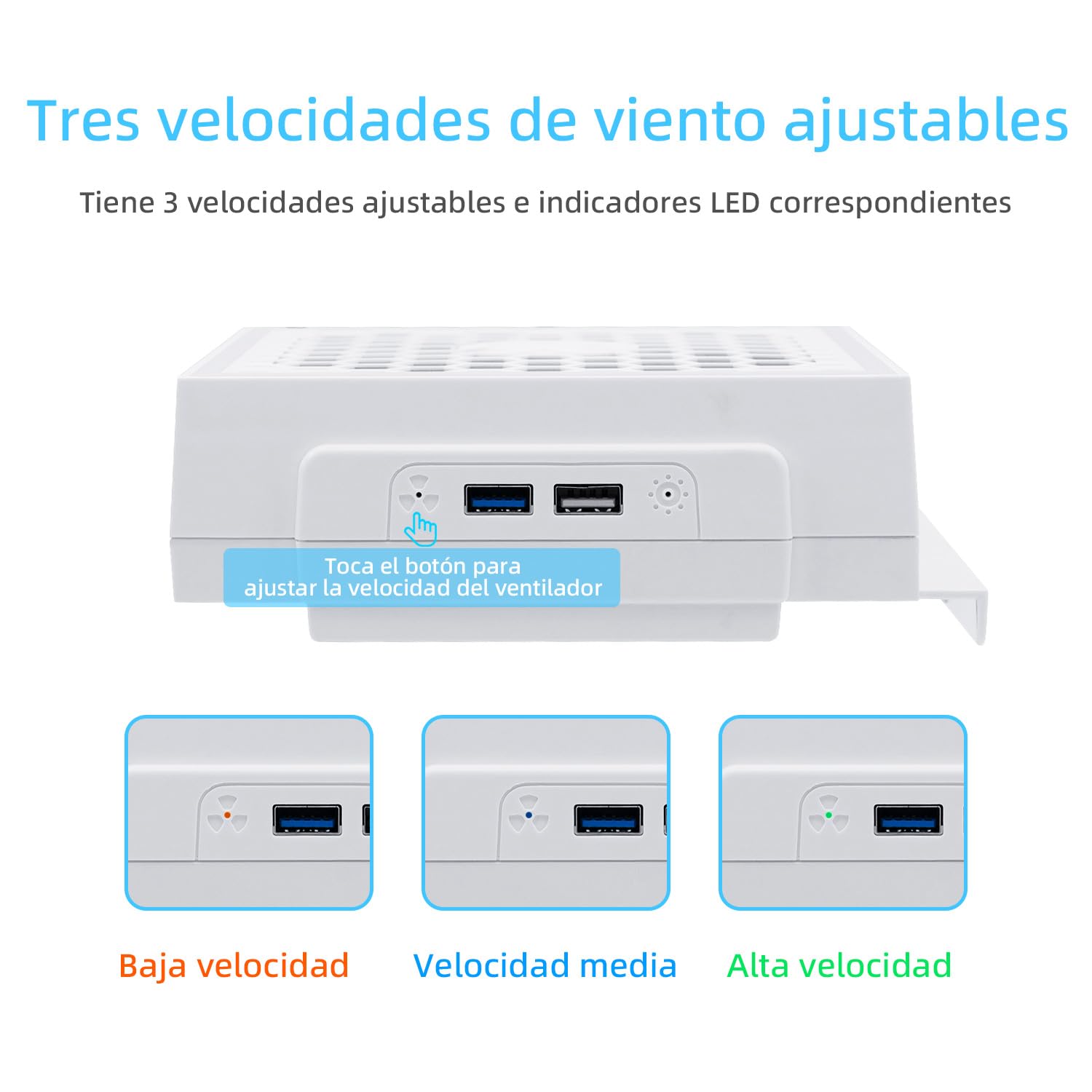 Mcbazel Ventilador de Refrigeración para Xbox Series S, RGB LED, 3 Velocidades Ajustables, Bajo nivel de Ruido, Enfriador Externo con Puertos USB adicionales solo para Consola Xbox Series S