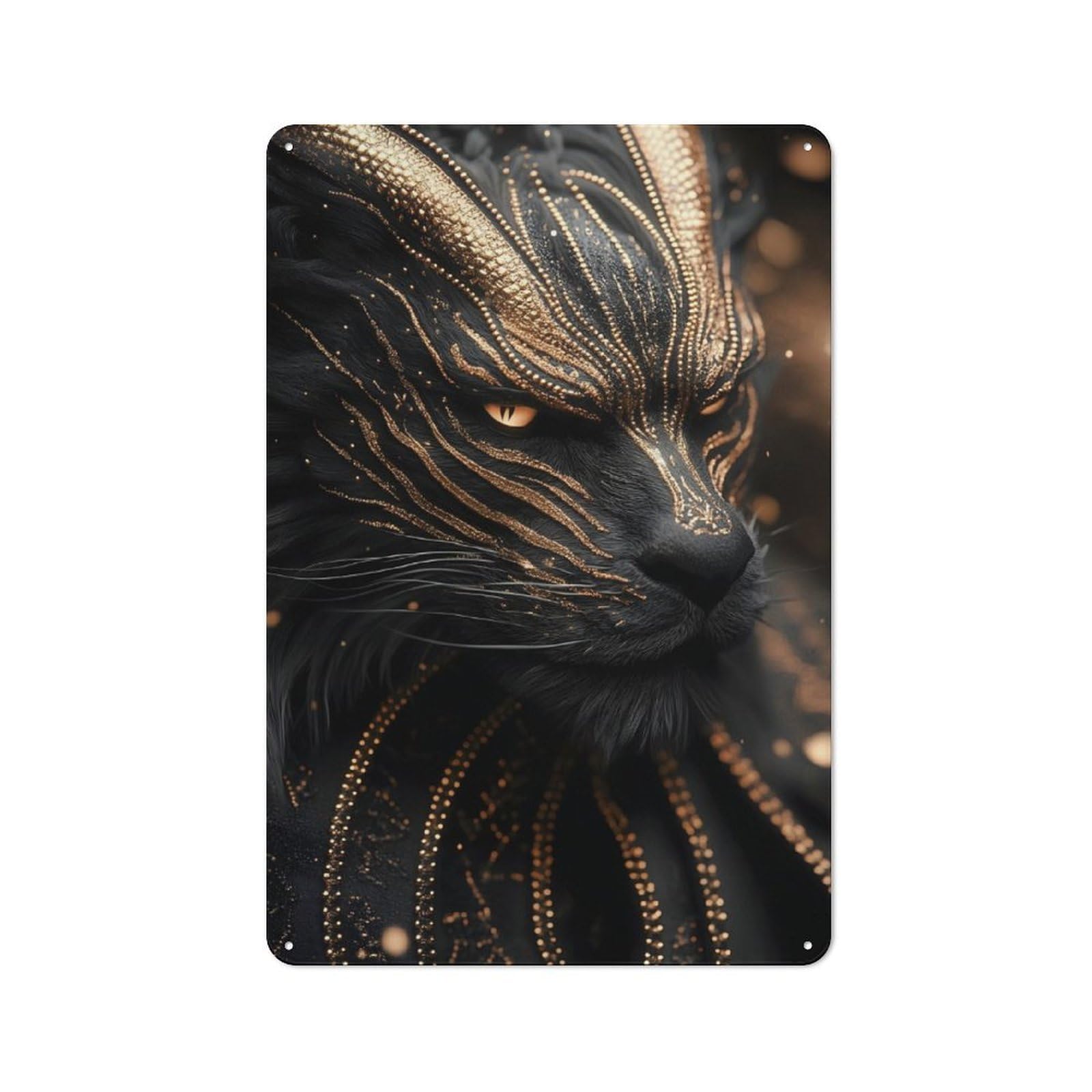 Junmoney Black Dragon With Gold Accents Metal Wall Sign 30X20cm, Modern Retro Loft Wall Plaque For Flat, Bar, Studio Or Gallery Wall