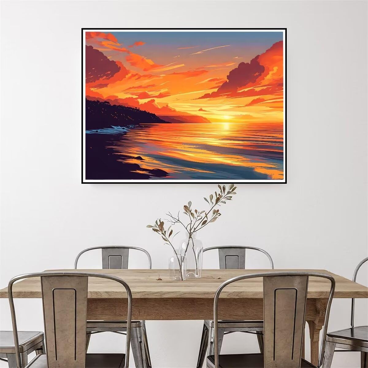 Kit Dipingi Con Numeri Adulti - Tela Spiaggia 40x70cm Con Colori Acrilici