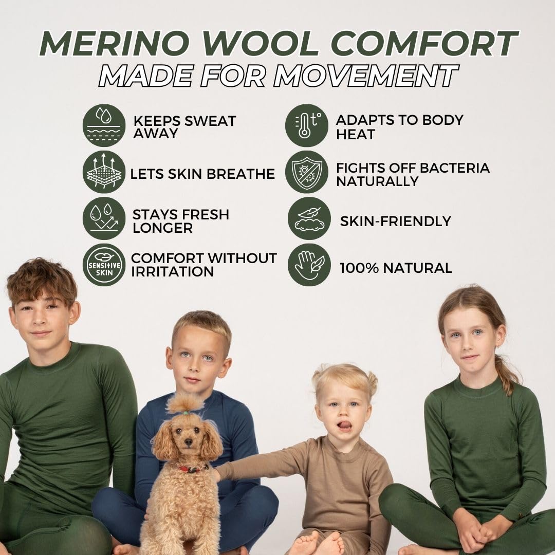menique 100 % lana merino para niños, leggings térmicos para niños y niñas, medias de secado rápido, pieles para fútbol, correr, deportes al aire libre, senderismo, ropa de dormir