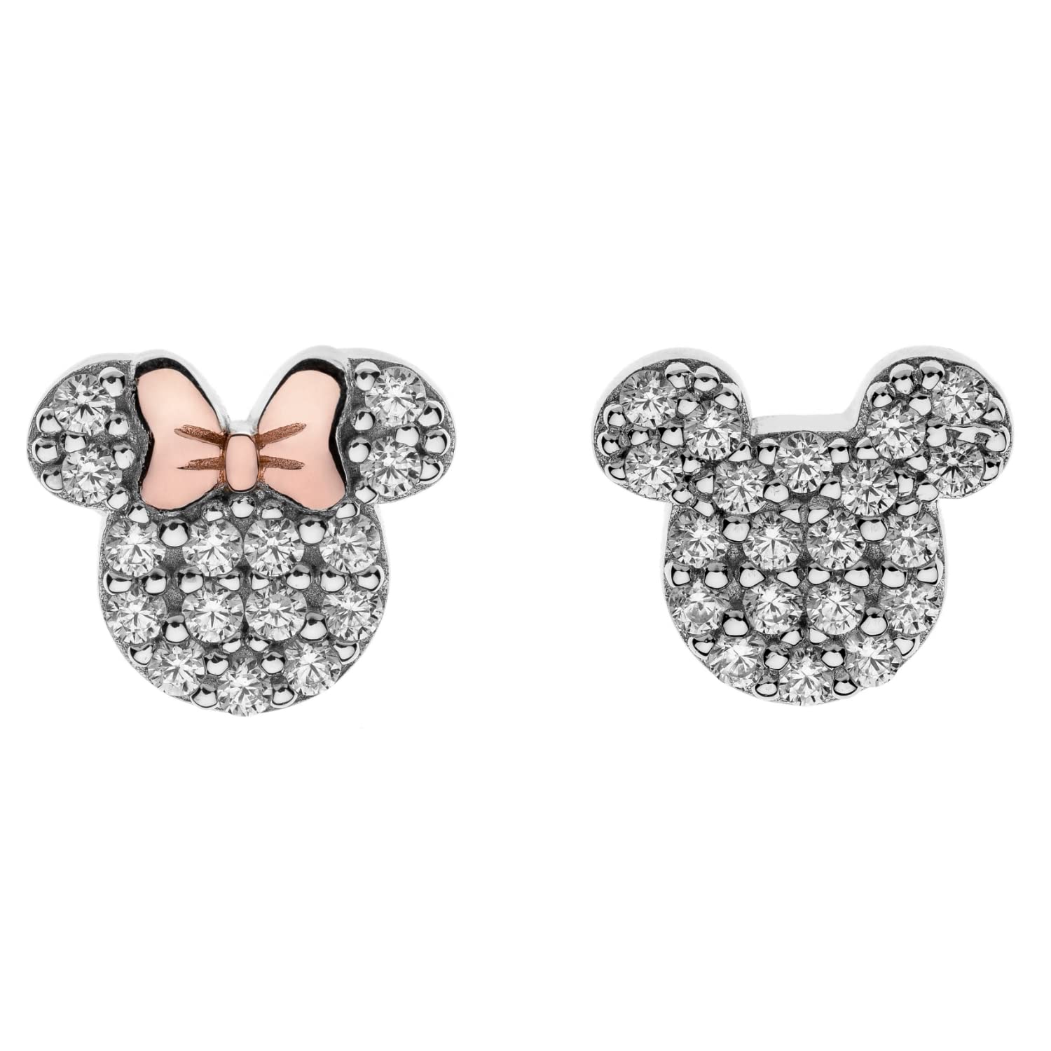 Orecchini Disney in Argento per Bambine con Minnie e Mickey Mouse, Rosa o Conchiglia, Impreziositi da Zirconia - Mickey Mouse Multicolor