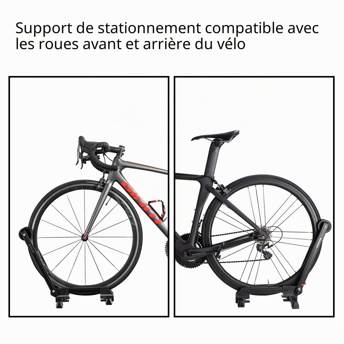 ROCKBROS Support de Velo Sol Râtelier pour 1 VTT Vélo Route Support de Rangement Roue Pliable en Aluminium Porte Vélo pour Roue Fixé Stable 24'' 26'' 27,5'' 700C Noir