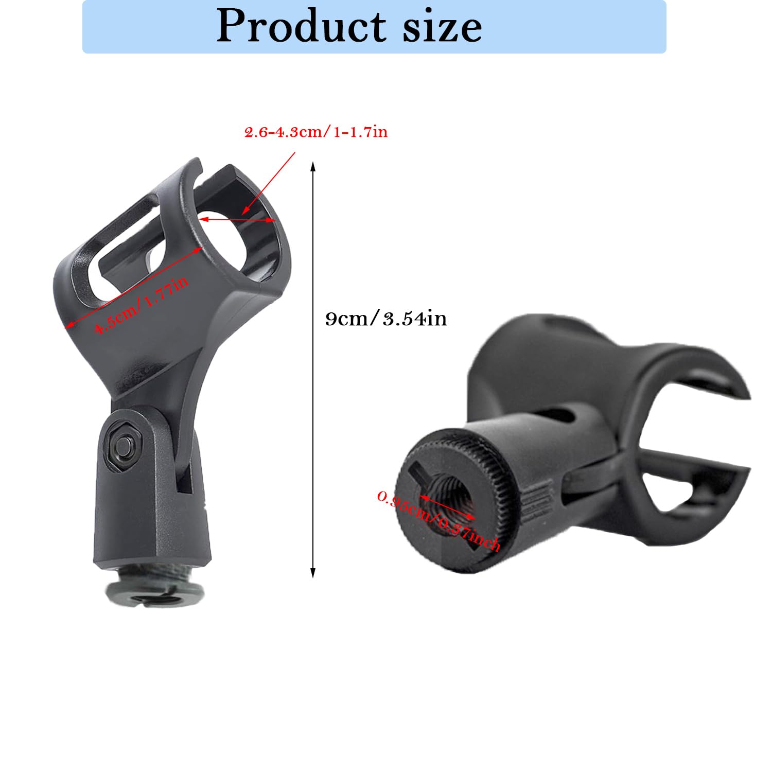 Microphone Shock Mount, Anti-Vibration Mic Holder for 42~46mm Diameter Condenser Mic, Adjustable Microphone Clip for Stage, Studio