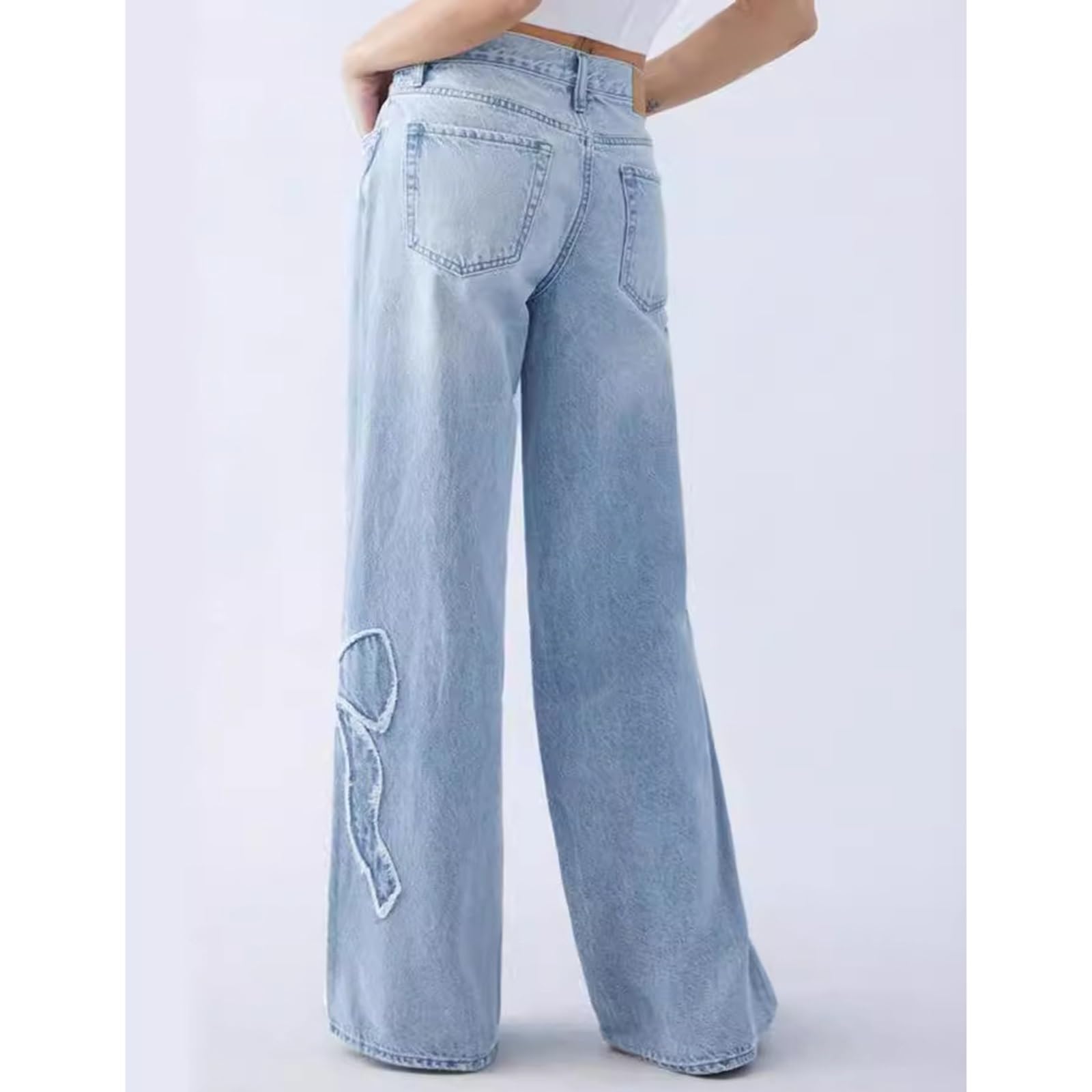 Damskie Spodnie Jeansowe Typu Stretch Fit z Prostymi Luźnymi Nogawkami Spodnie Jeansowe Baggy Stretch z Wysokim Stanem I Szerokimi Nogawkami Spodnie Jeansowe Mom Jeans z Prostymi