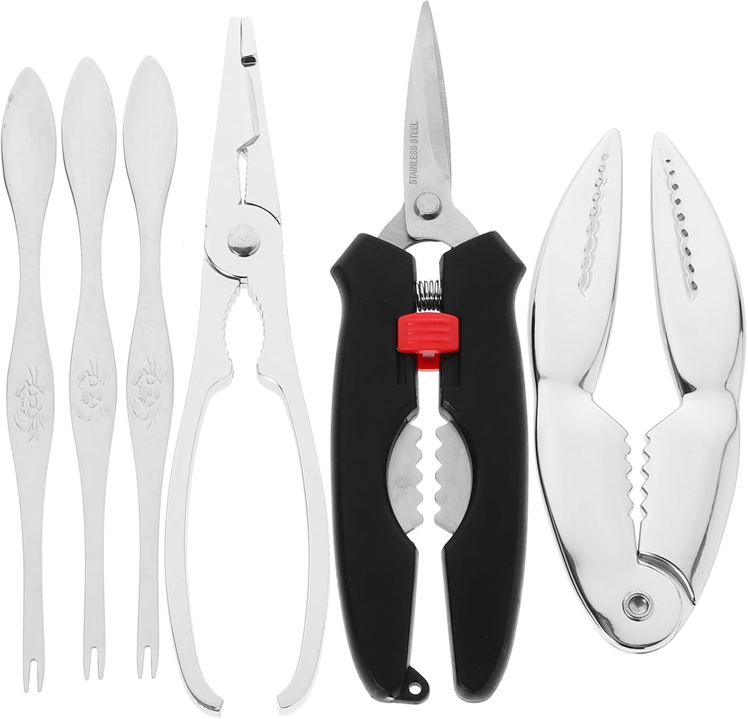 Amosfun 1Set Crab Peeling Tool Crab Clamps Seafood Needles and Picks for Easy Crab Opening Essential Supplies for