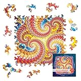 UNIDRAGON Original Wooden Jigsaw Puzzles for Adults Fractal Immersion 100 Pieces, 5.5" x 5.5" (14 x 14 cm), Beautiful Gift Package, Unique Shape Best Gift for Adults and Kids