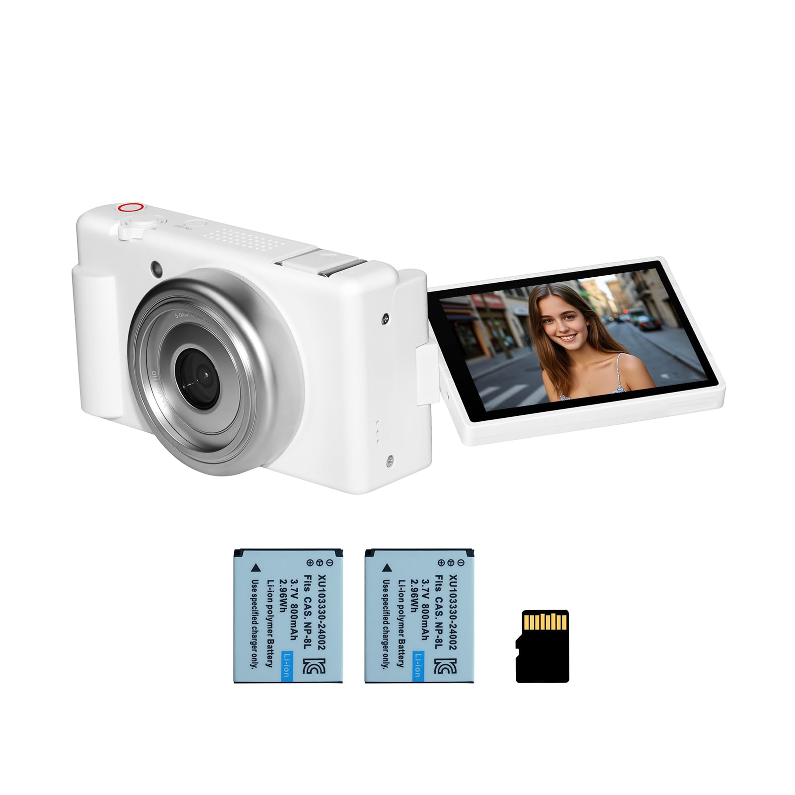 Lenofocus 5K Digital Camera, 80MP Cameras for Photography, 270° Flip Screen Digital Camera with Autofocus 18X Zoom Image Stabilization 32GB Card 2