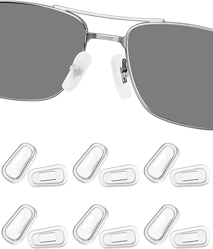 6 pares de almohadillas para la nariz, cubiertas de silicona para la nariz, almohadillas antideslizantes para puente de nariz para lentes de sol