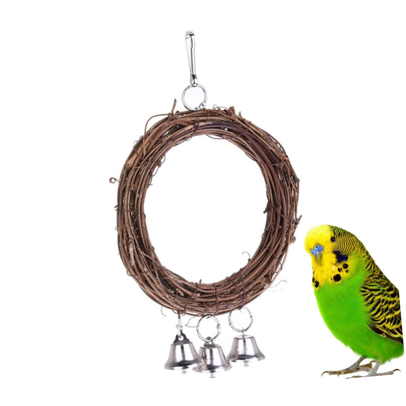 DOITOOL 3stücke Stehendes Papageien-schaukelspielzeug Rattan-Kreis Mit Glocken Vogelspielzeug Für Käfige Kletterzubehör Für Vögel Spielplatz Für Papageien