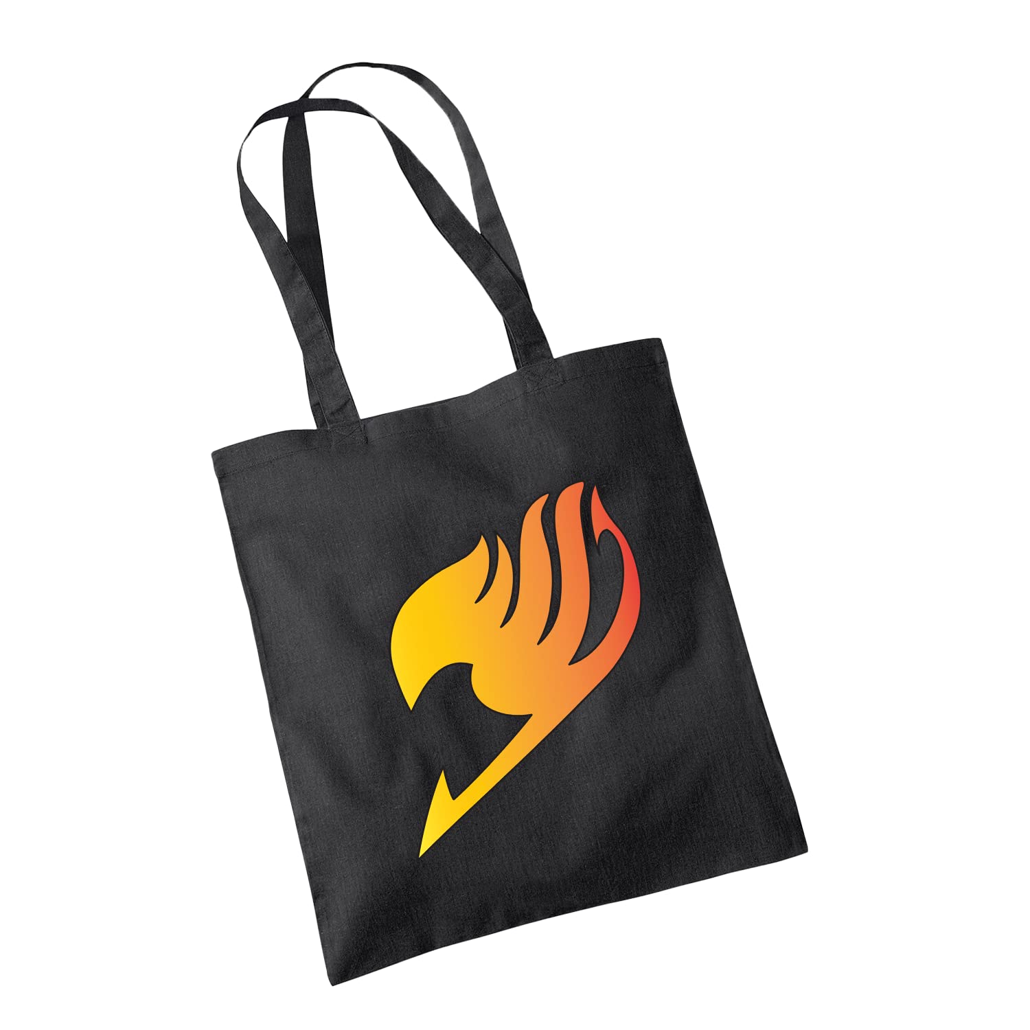 SMARTYPANTS Fairy Tail Black Tote Bag - Manga Anime Japanese Natsu Dragneel Wizards Guild Dragon Igneel Lucy Heartfilia Celestial Kingdom of Fiore 100% Cotton Shopper (Black Prime)