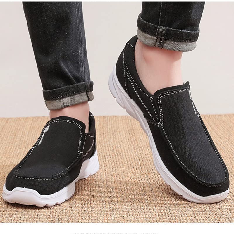 Men's Casual Canvas Slip-on Loafers Lightweight Breathable Stretch Sneaker Comfort Relaxed Fit Round Toe Orthotic Flats Shoes3