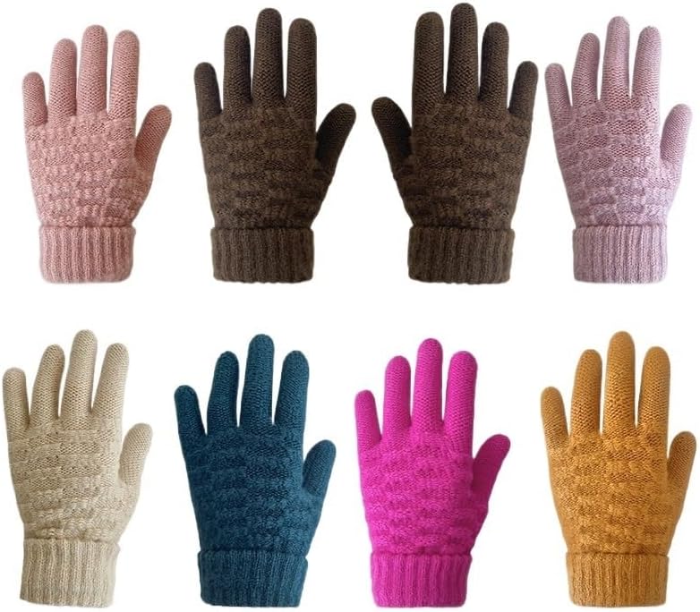 Students' Warm Knitted Woolen Gloves Are Thickened in Winter
