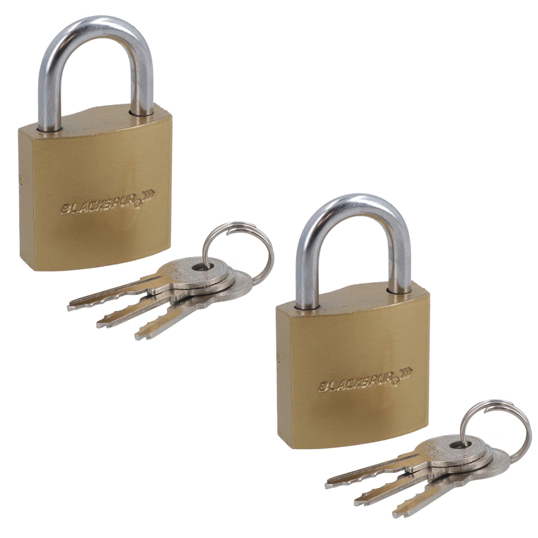 32mm Iron Padlock Security Lock Brass Finish with Hardened Steel Shackle 2pc