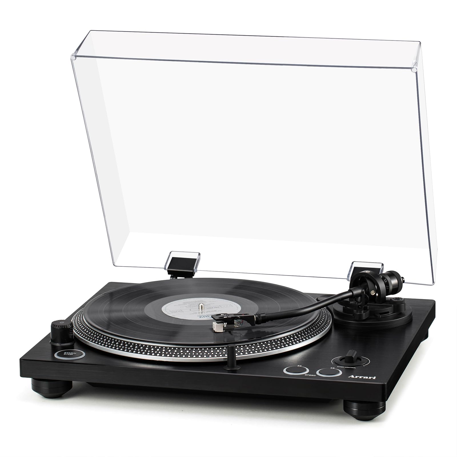 PR-101 Giradischi a Cinghia 2 Velocità 33/45 RPM, Cartuccia Magnetica Mobile AT-3600L, Connessione Wireless, Preamplificatore Phono Integrato
