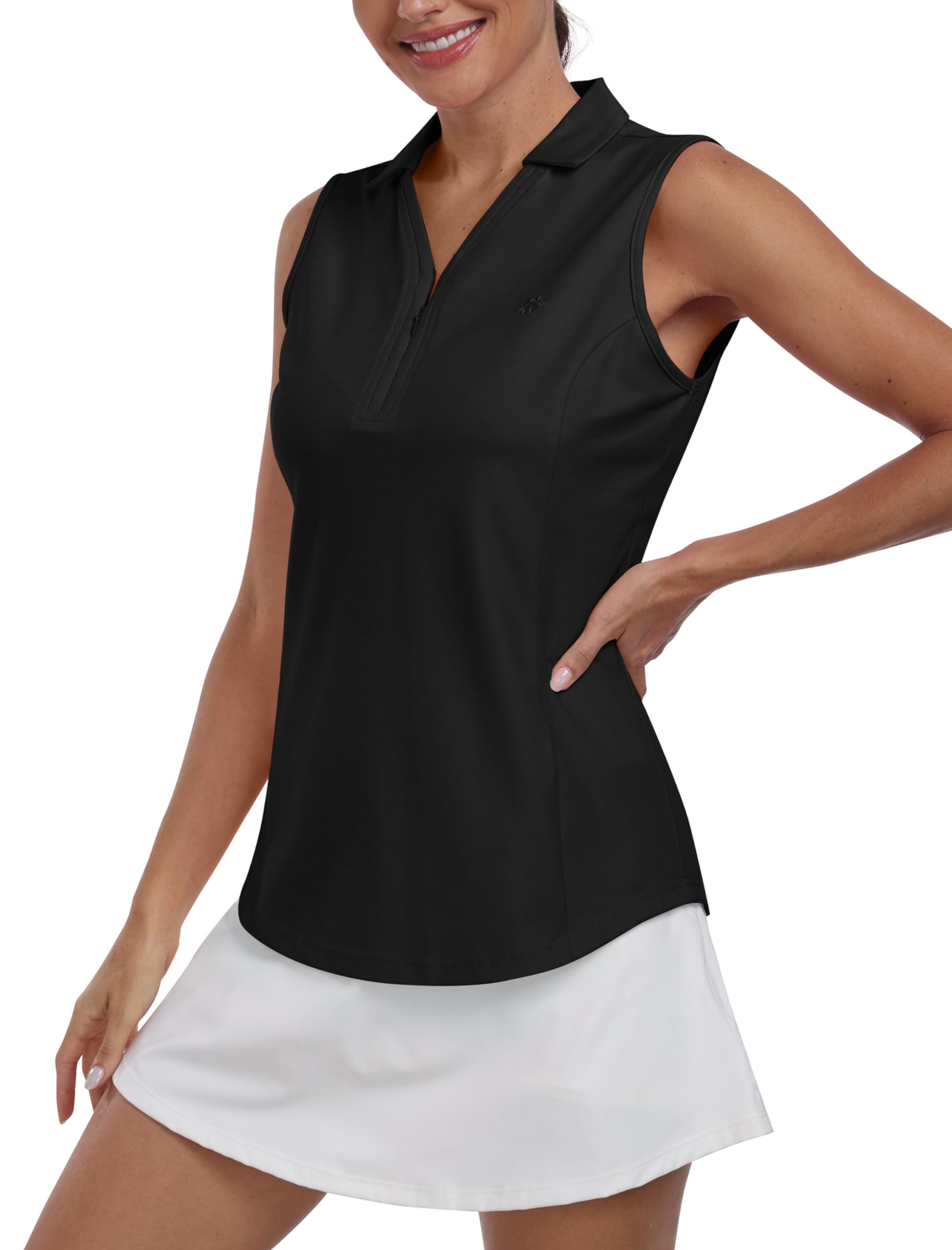 Mujer Polo sin Manga Deportes Tenis Golf Poloshirt con Botón Verano Correr Camiseta Trabajo Transpirable Yoga Tops