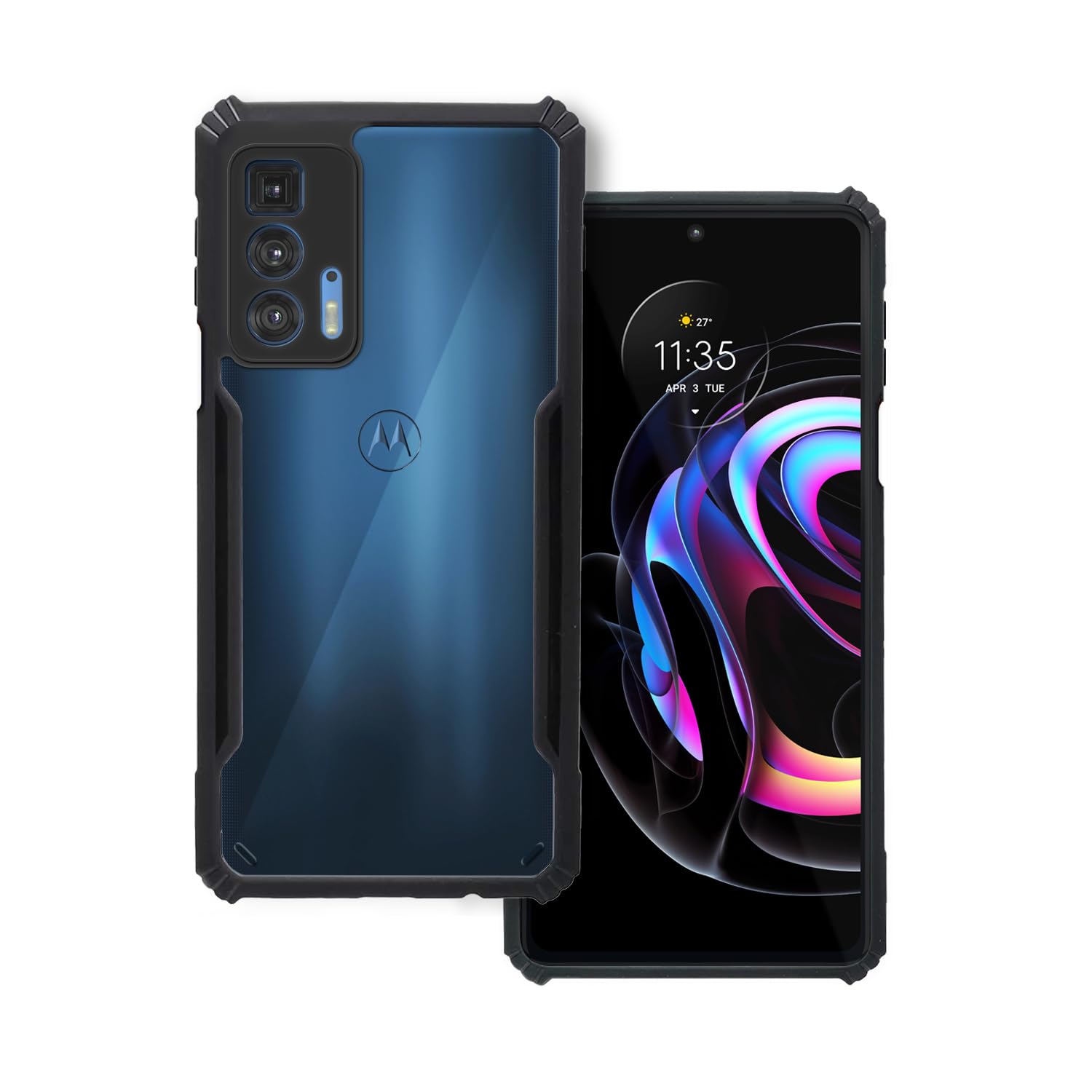 Plus 360 Degree Protection Black Border Back Cover for Motorola Edge 20 Pro - Black (B0CNZXFJN3) Amazon Price History, Amazon Price Tracker