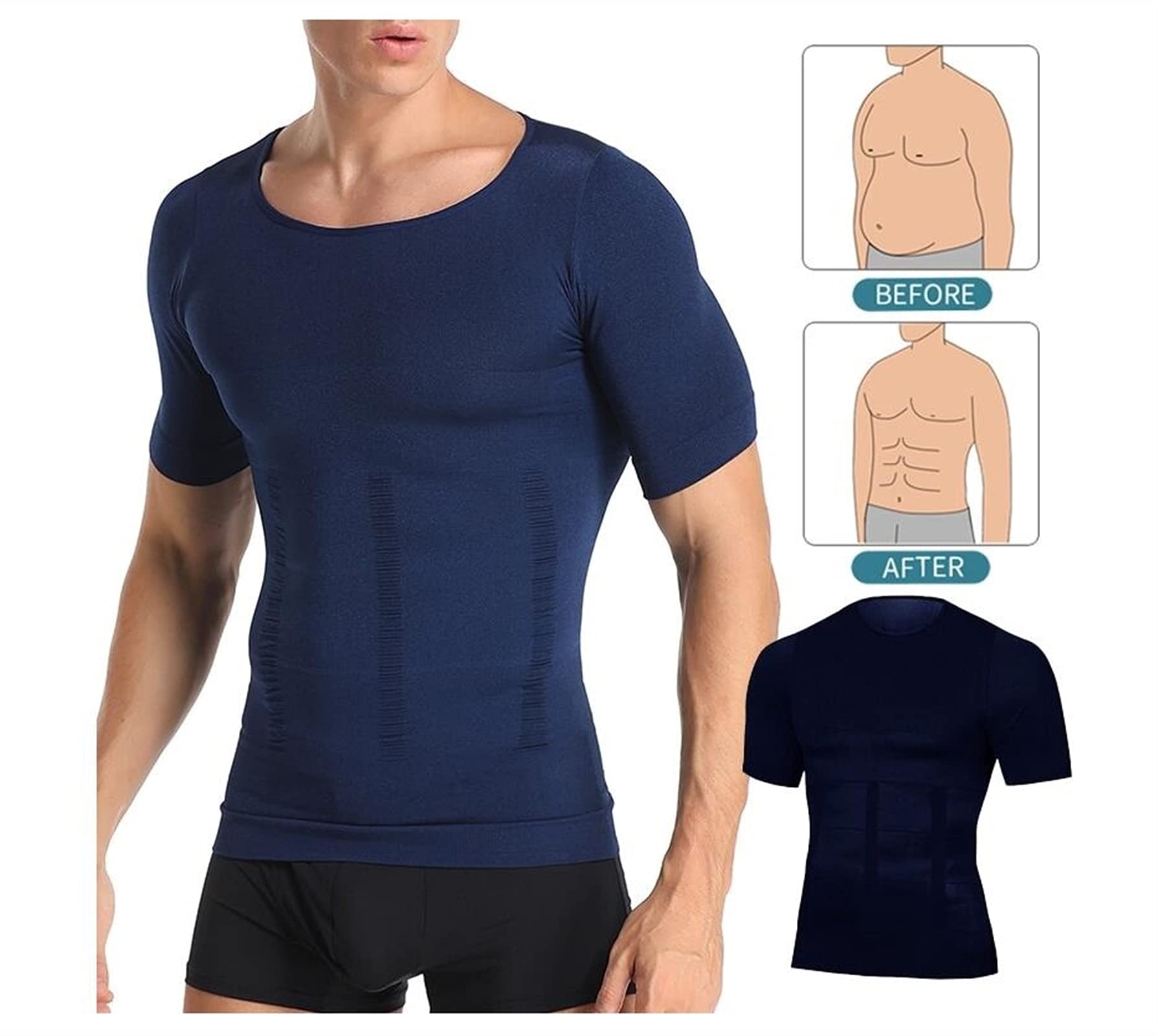T-shirt Gainant Homme - Compression Ventre Et Poitrine - Shapewear Minceur Style Corset - 8