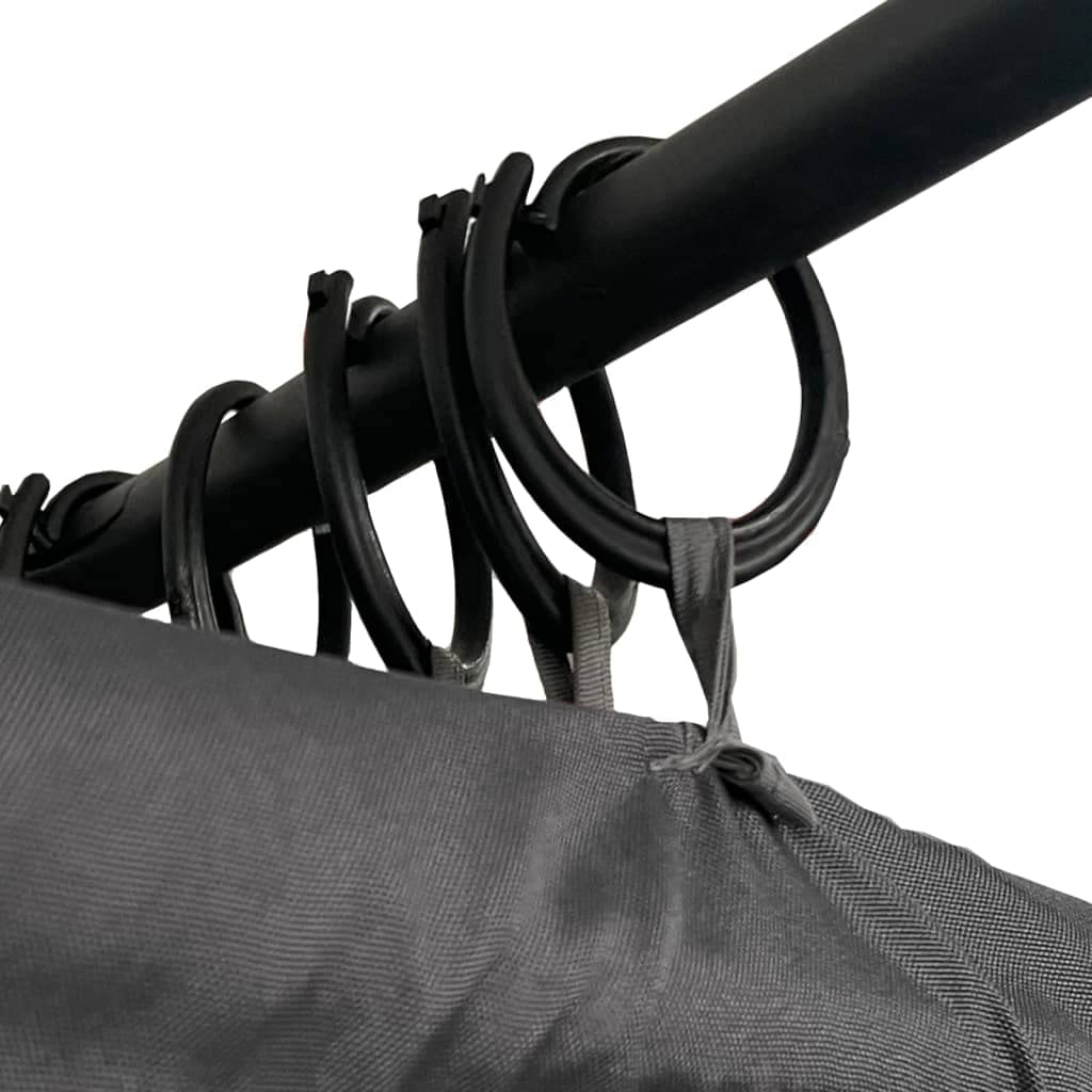 Lit de bain double avec rideaux latéraux et auvent supérieur anthracite, dossier réglable pour détente dans le jardin, piscine patio, cadre stable en acier peint
