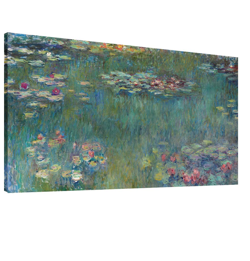 Vijf ArteLarge Canvas Wall Water Lilies by Claude Monet Famous Painting - Classic Canvas Wall Decor Nature Picture Print with Framed for Home Office Wall Decor-28" x60"