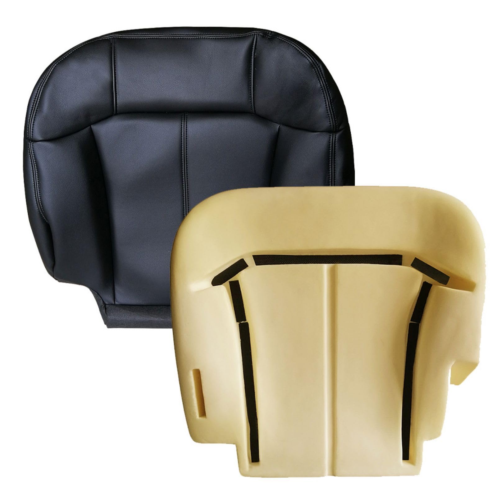 CARBBIA Dark Gray Leather Car Seat Cover & Foam Cushion Driver Bottom Compatible with Chevy Silverado Compatible with Chevrolet Avalanche Compatible with GMC Sierra 1999 2000 2001 2002