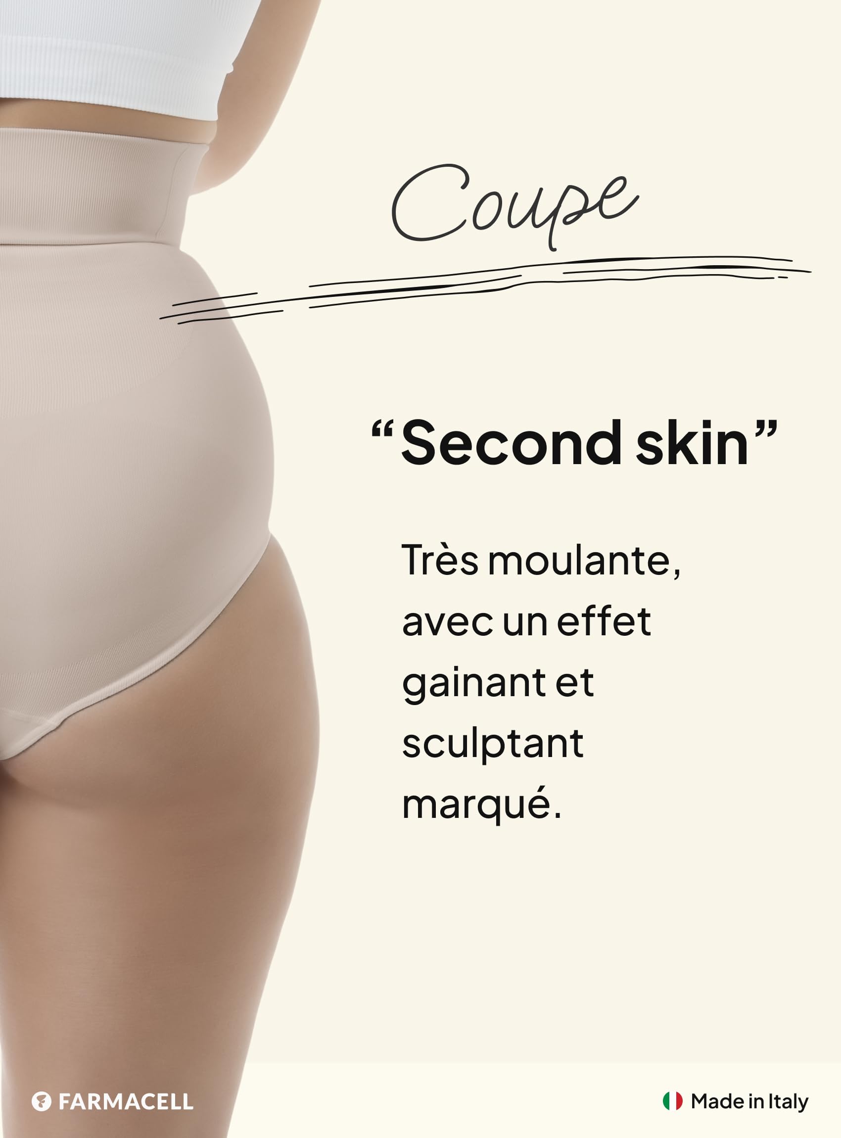 Farmacell Culotte Gainante Femme Taille Haute Effet Ventre Plat et Push-Up, Made in Italy, 601