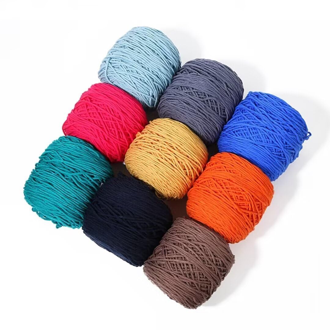 Häkelgarn 8-fädiges Tuftinggarn zur Teppichherstellung, gemischtes Tuftinggarn aus Baumwolle und Polyester, 5 mm dick, Poke-Stickerei, Textilfaden für Pullover, Schals, Häkelgarn mit Punchingnadel, 1