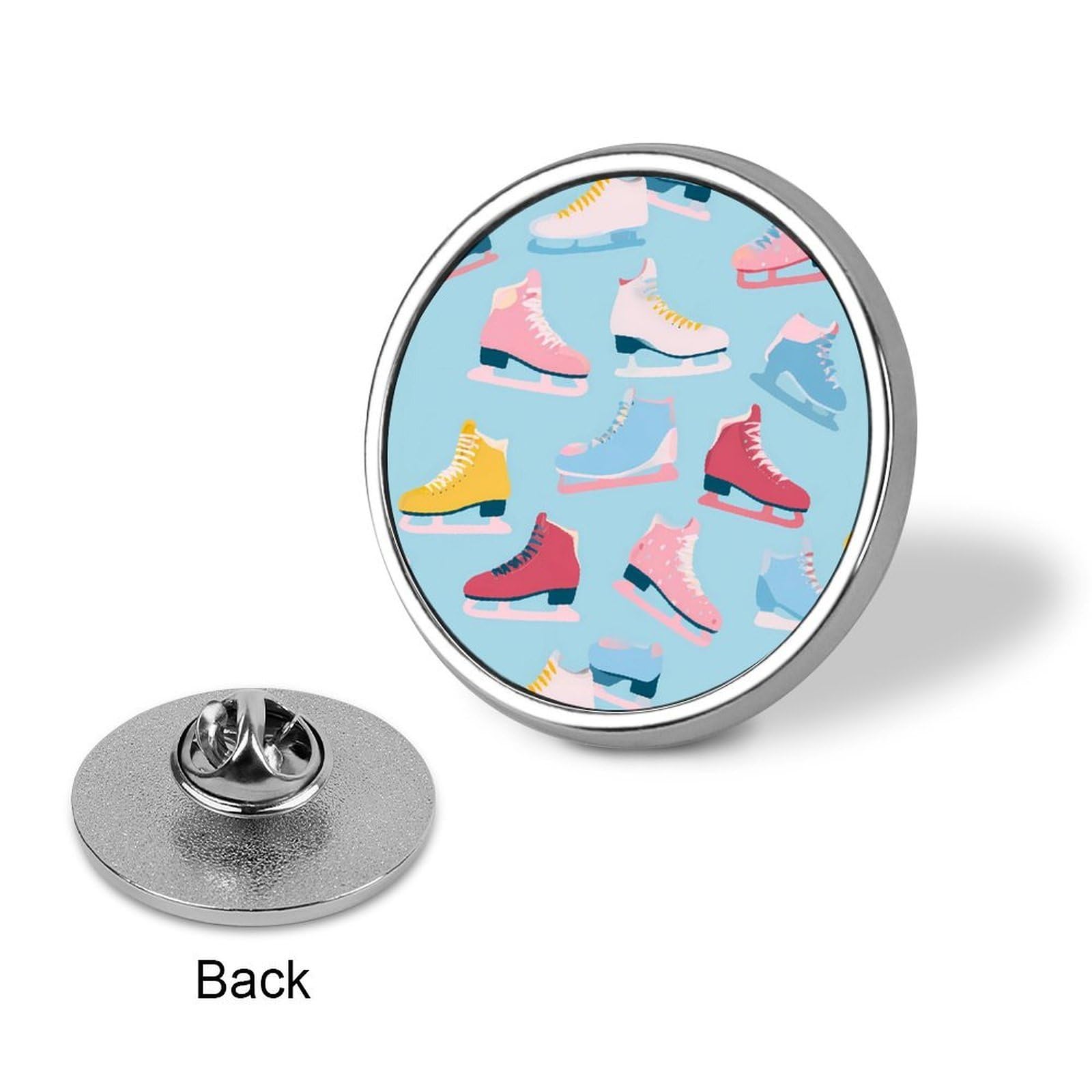Ice Skating Shoes Pattern Round Lapel Pin Button Brooch Pins Badge for Clothing Jewelry Accessories — view 3