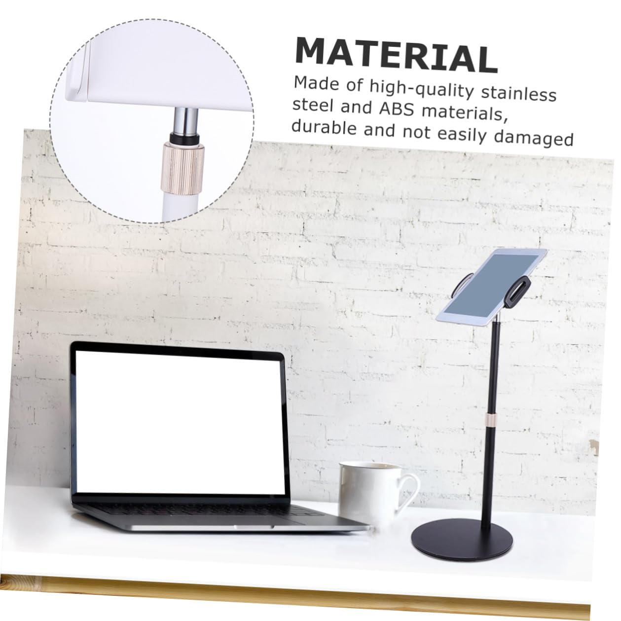 Supporto Abs Tavolo per Telescopico e Tablet da Regolabile in Metallo | Bianco, Installazione Facile, Resistente All'usura, per Telefoni e Tablet