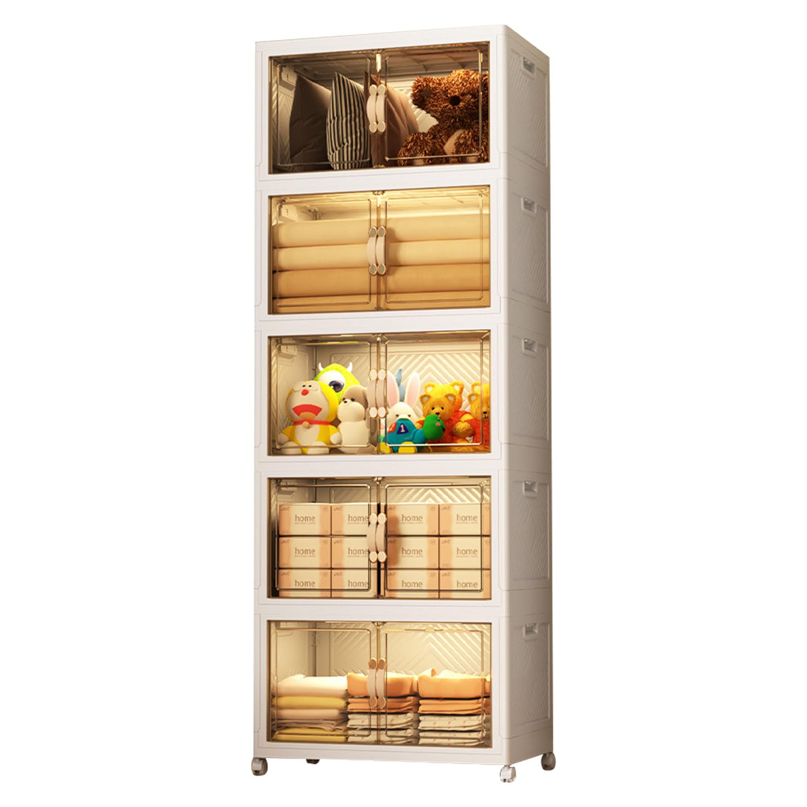Grand bac de rangement plastique empilable transparent pour optimiser le dortoir