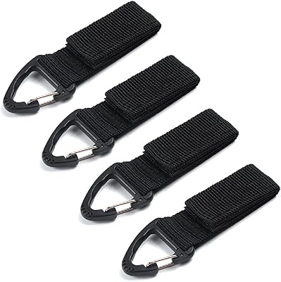 JEELAD Tactical Gear Clip Band Gear Keeper Carabiner Clips Buckle with Spring Gatelock for Paracord Outdoors Bag Backpack
