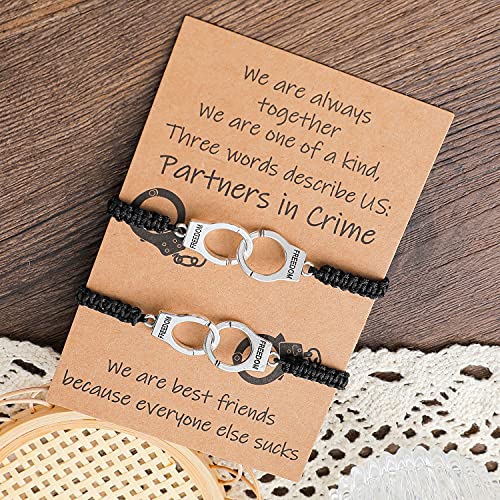 tenghong2021 Friendship Handcuff Bracelets Best Friend Birthday Gifts Matching Long Distance Bracelet for Teen Girls Sister…3