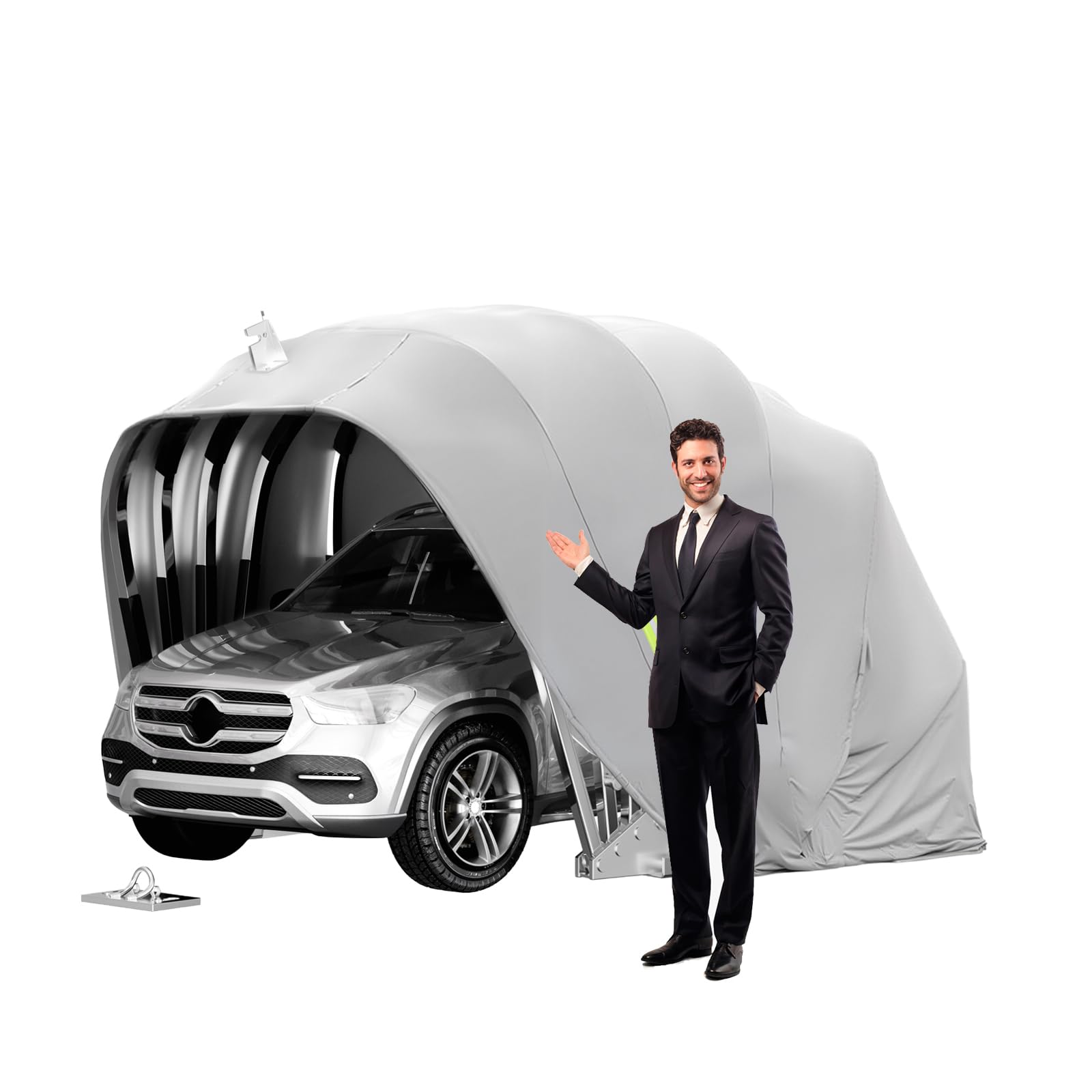 Garage Pieghevole Mobile in Acciaio Inossidabile L:5.5/5.9M Grigio