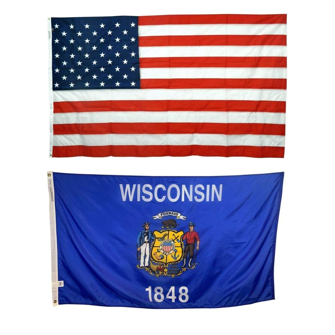 State Of Wisconsin 4x6 Foot Flag - Heavy Duty 150D Polyester, Outdoor/Indior Banner