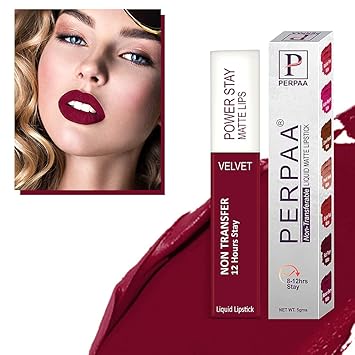PERPAA® Waterproof Liquid Matte - Power Stay Deep maroon Lipstick Long Hours Stay
