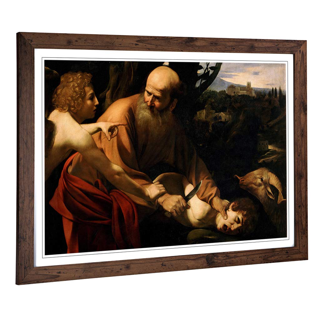 Big Box Art Framed Print of Michelangelo Caravaggio Sacrifice of Isaac Design | Wall Art Picture | Home Decor for Kitchen, Living Room, Bedroom, Hallway, Walnut, A2 / 24.5x18 Inch / 62x45cm