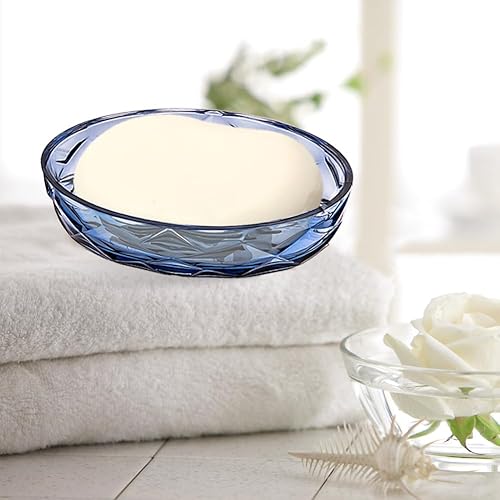 Miniatura 4 de Juego de accesorios de baño de acrílico azul, juego de 4 accesorios de baño con dispensador de loción, jabonera, vaso, soporte para cepillos de