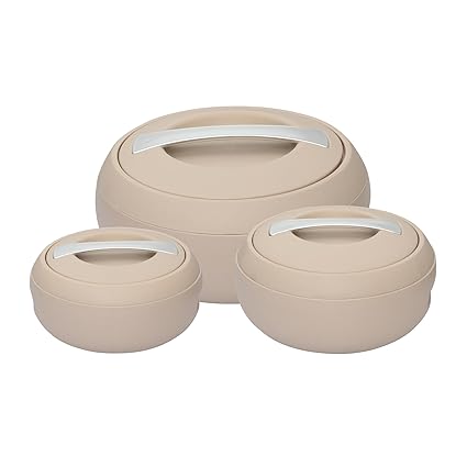 JAYPEE Gourmet Inner Stainless Steel Casserole Set of 3 with Lockable Lid,(1000+1500+2000 ml), BPA Free Insulated Casserole Set |Food Grade Serving Set |Ideal for Chapati,Warm & Fresh Food,Coffee