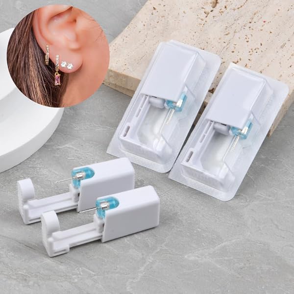 Aucuu Pistolas Desechables para Perforar Orejas, Desechables Herramienta Autoperforante Indolora con Pendientes de Acero Inoxidable, Seguro y Estéril, para Niñas, Mujeres y Hombres - 4