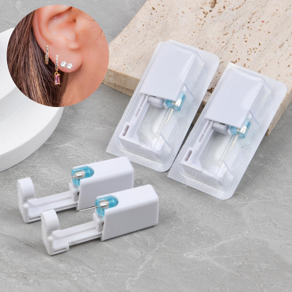 Aucuu Pistolas Desechables para Perforar Orejas, Desechables Herramienta Autoperforante Indolora con Pendientes de Acero Inoxidable, Seguro y Estéril, para Niñas, Mujeres y Hombres — view 4