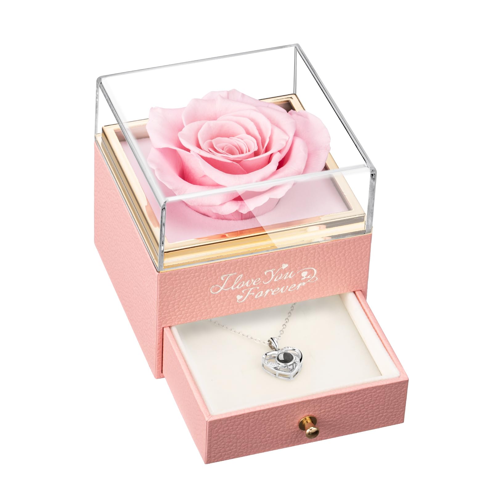 ASELFADGifts for Her, Preserved Real Pink Rose, Forever Flowers Rose Gifts for Mom Girlfriend Wife, Mothers Day, Christmas, Sweetest Day Gifts, Anniversary or Birthday Gifts for Women