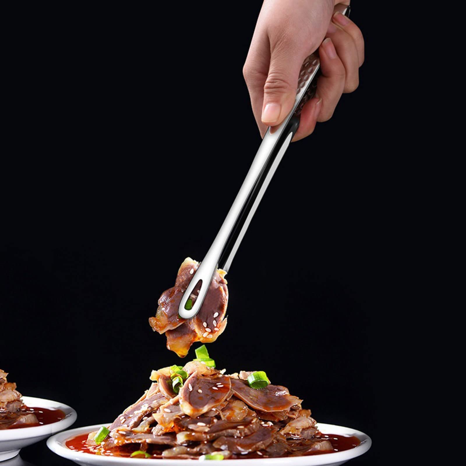 Pinzas de Cocina de Acero Inoxidable, Pinzas para Alimentos, Mango Largo, Antideslizantes, para Barbacoa, para Carne, Pinzas para Alimentos, Accesorios de Cocina