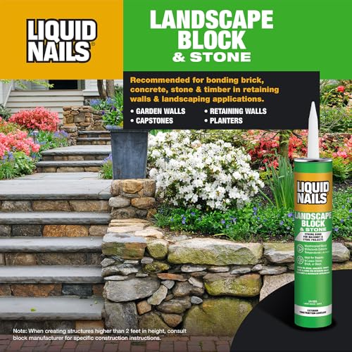 Image of Liquid Nails - LN-905 Landscape Block Adhesive (LN905), Low VOC, 10 oz (Pack of 6)