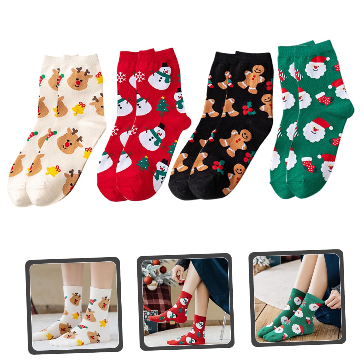 12 Paia Calzettoni Natalizi Invernali Fuzzy Colorati con Cartoon e Morbide per per Natale e