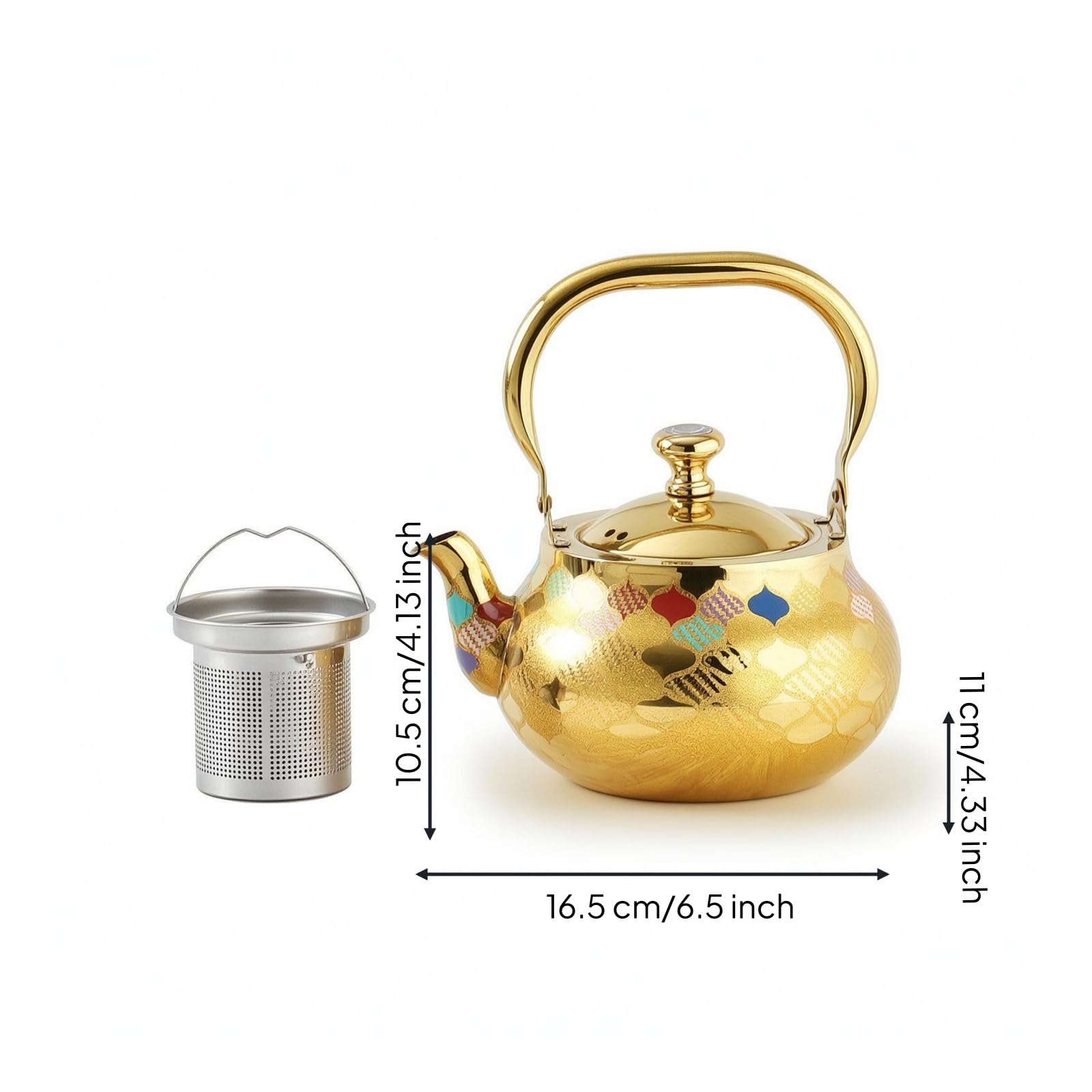 Sharplace Tetera de Acero Inoxidable Tetera Hervidor Caldera con Construcción Metálica Robusta y Boca Ancha Infusiona con Equilibrio Apta para Reuniones Casa, Dorado, 2.5L