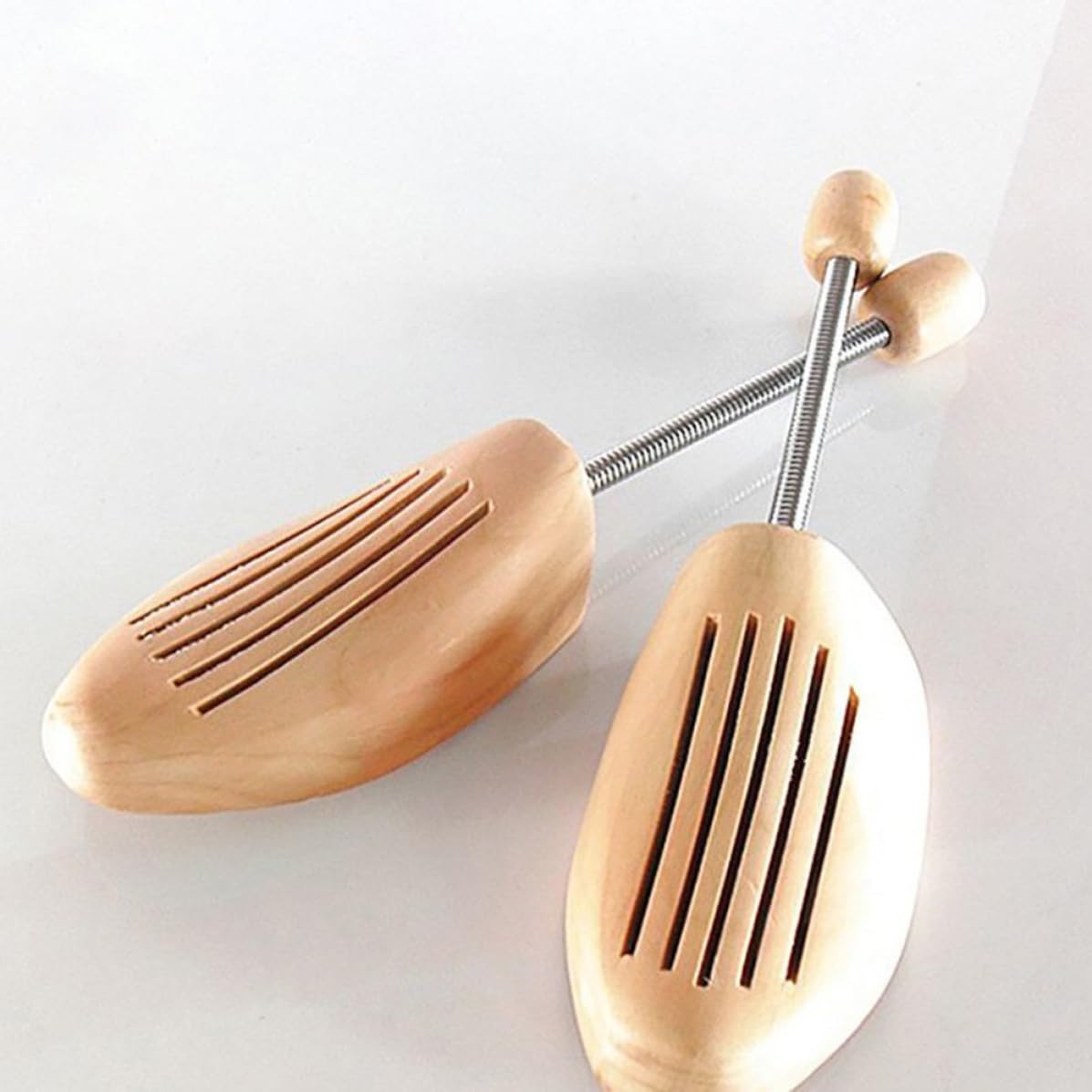 TOYANDONA 4 Pares de Hormas Ajustables de Madera y Metal para Zapatos, Diseño Resorte, Preventores de Arrugas para Hombre y Mujer, Talla 39-40
