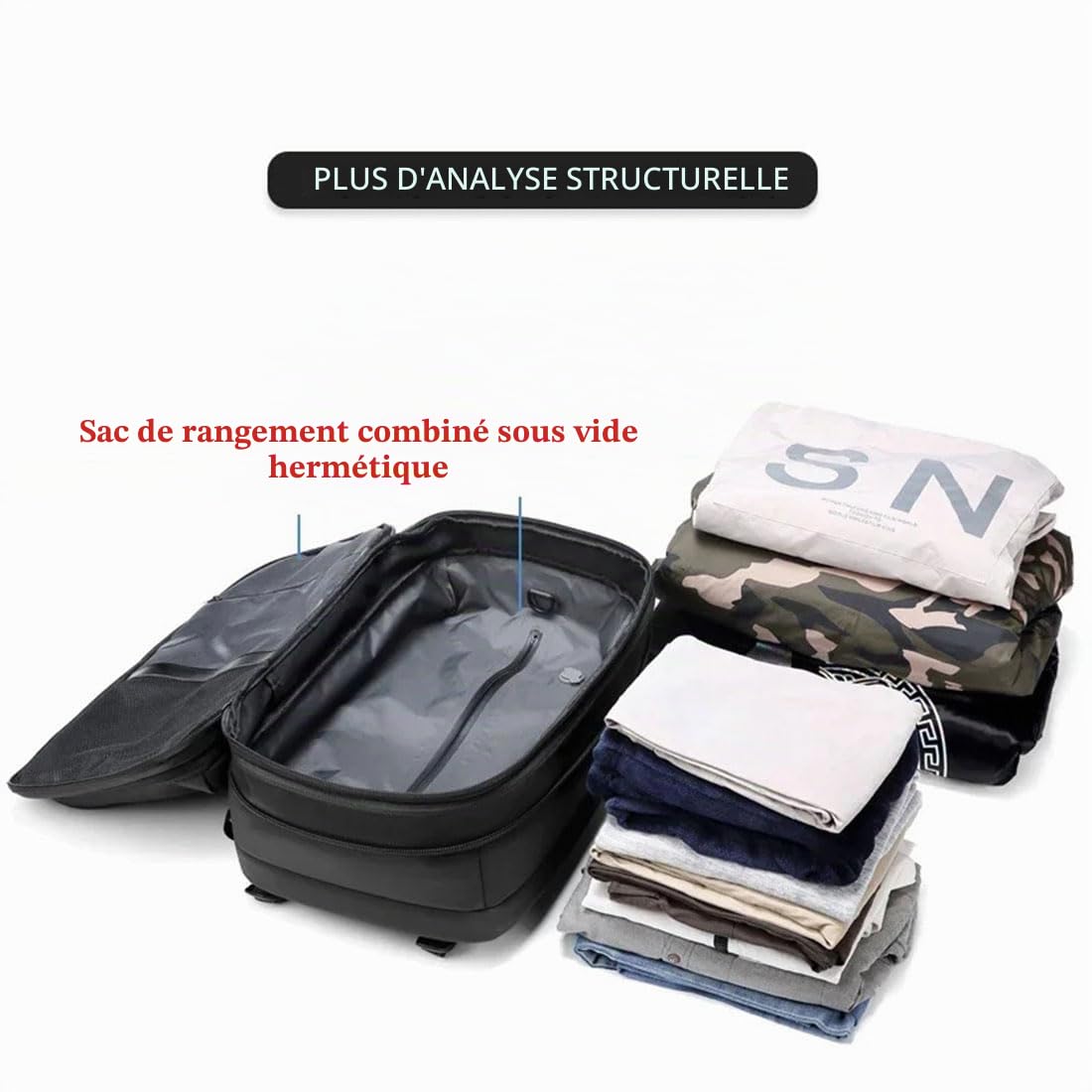 Airbag Sac à dos sous vide, 60 l, pour avion, avec compartiment pour ordinateur portable