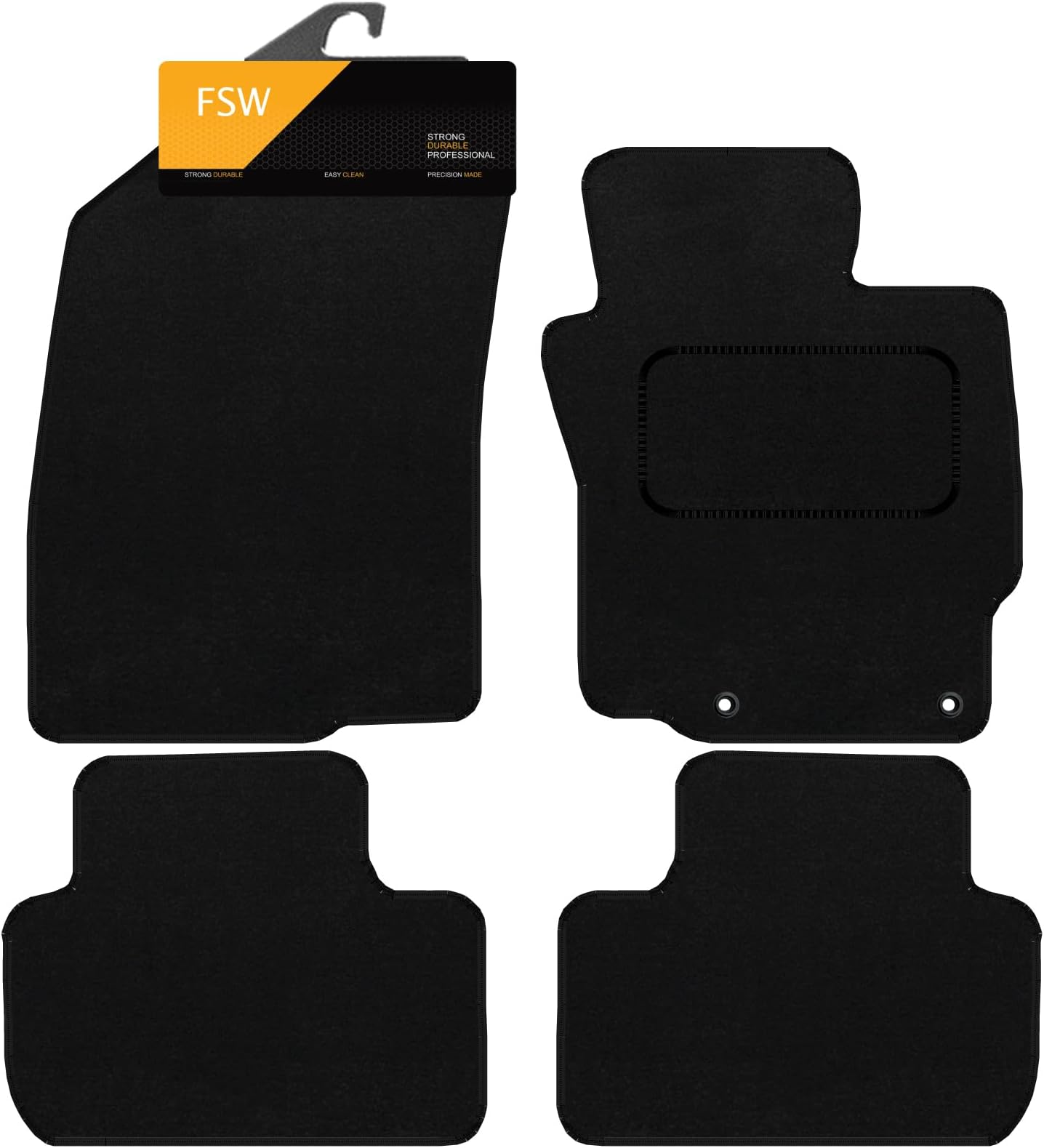 FSW - Tailored Mats - Fits MITSUBISHI Asx 2010 Onwards - Black Carpet - Anti Slip Mat - Non Slip Car Floor Mat, Fitted With Clips & Granulated Backing - 4 Pc Floor Mat Only