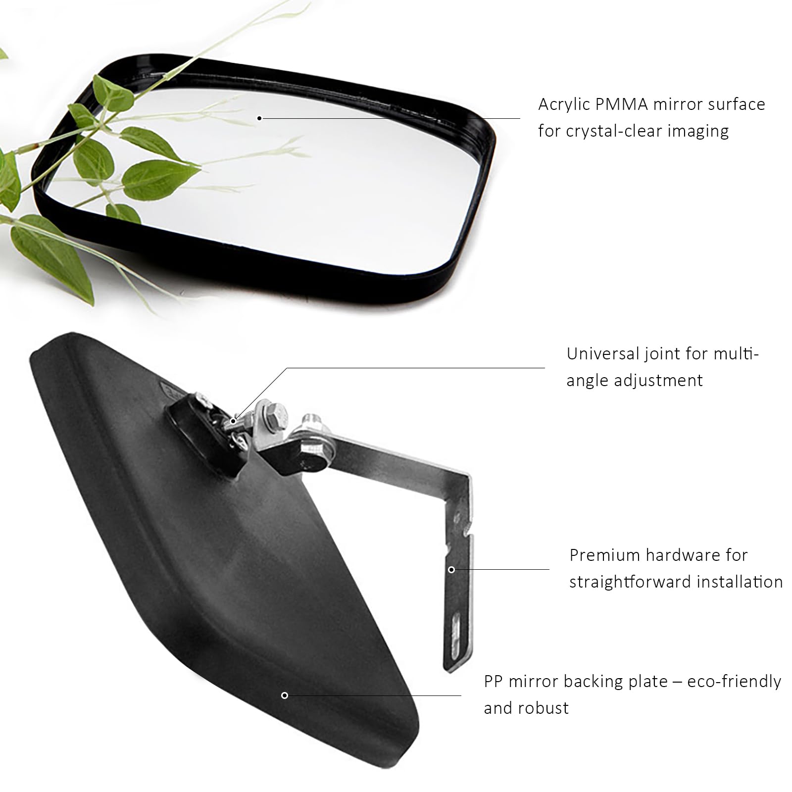 MeYuxg verkehrsspiegel, 16x19CM Quadratischer konvexspiegel, Tragbarer traffic mirror weitwinkelspiegel Blind Spot Reflective, Geeignet für Supermärkte, Kurven, Krankenhäuser, Garagen, Einfahrten