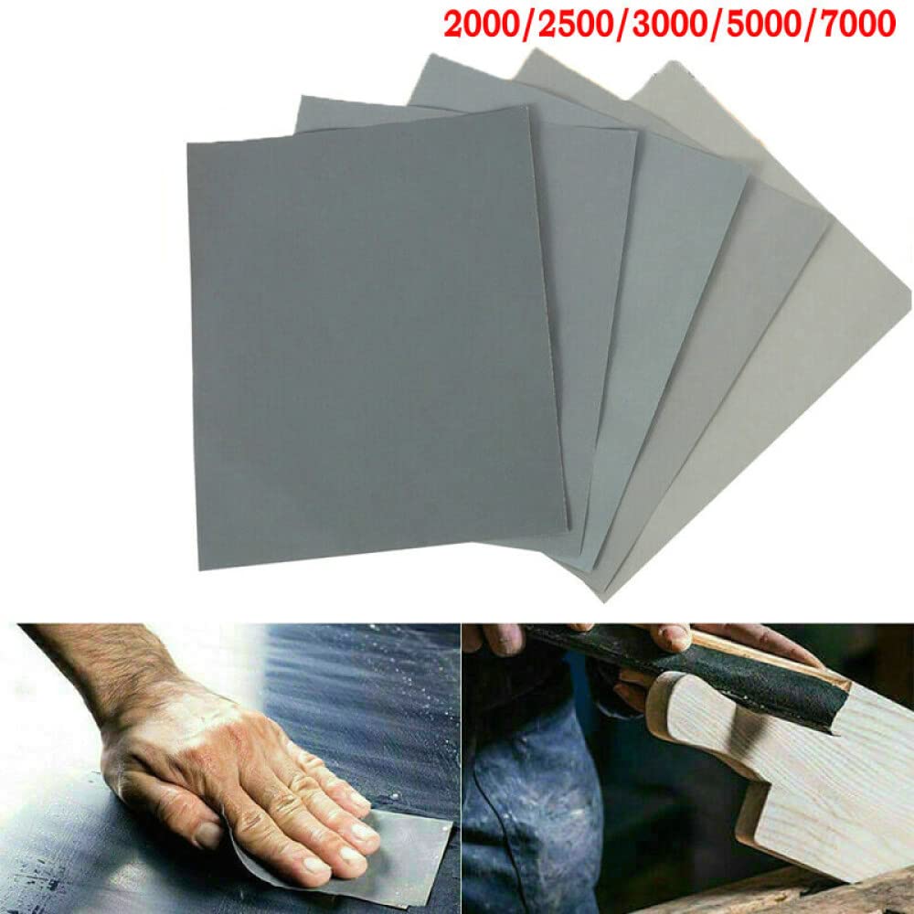 SHENGANG 50Pcs Carta vetrata Wet Dry Carta vetrata Carta morbida Base Lucidatura di precisione 2000 2500 3000 5000 7000 Vernice per auto Grana mista mista, 2000